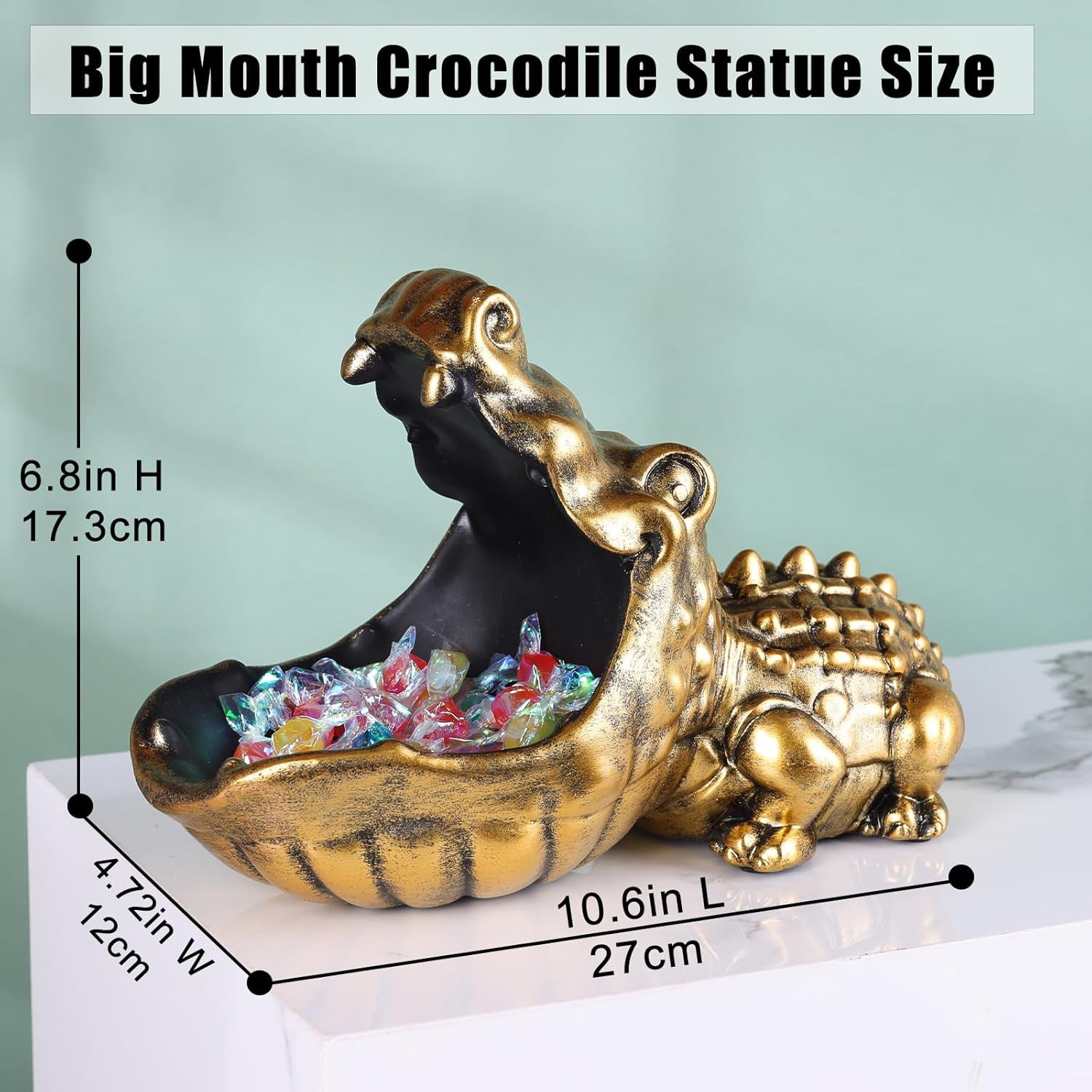 Gold Alligator Schlüsselschale als Gold-Deko für Sideboard, Flur und Office - Bild 4