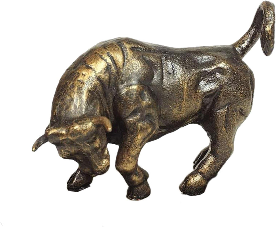 Skulptur Figur Stier Bulle Eisenfigur in Bronze - Optik Börse Deko Schreibtischdeko Banker