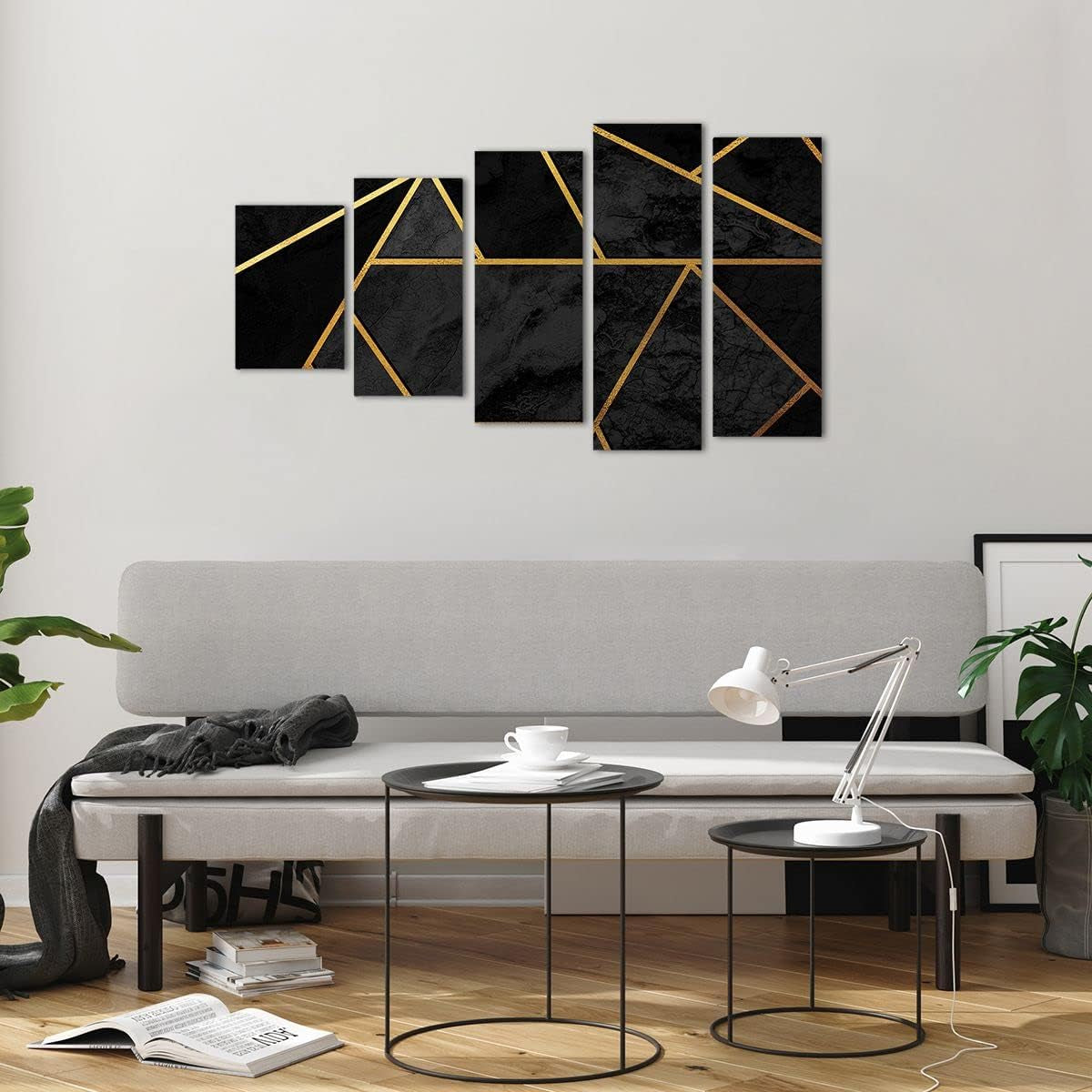Abstract Gold Glasbild Schwarz-Gold 100 x 60 cm