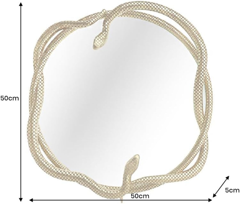 Snake Mirror Gold | Wandspiegel mit Schlangen-Skulptur 50 cm