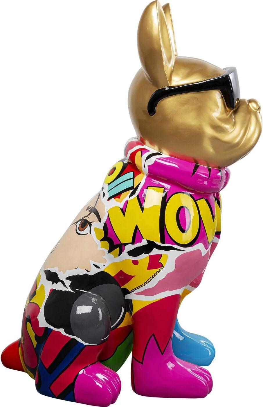 Kare Design Deko Figur Graffiti Dog, Gold/Bunt, Hund, Handgefertigt, Unikat, Tier Design, Deko Objekt Fürs Wohnzimmer, Für Regale, Geschenkidee, 20X10X13 Cm (H/B/T)