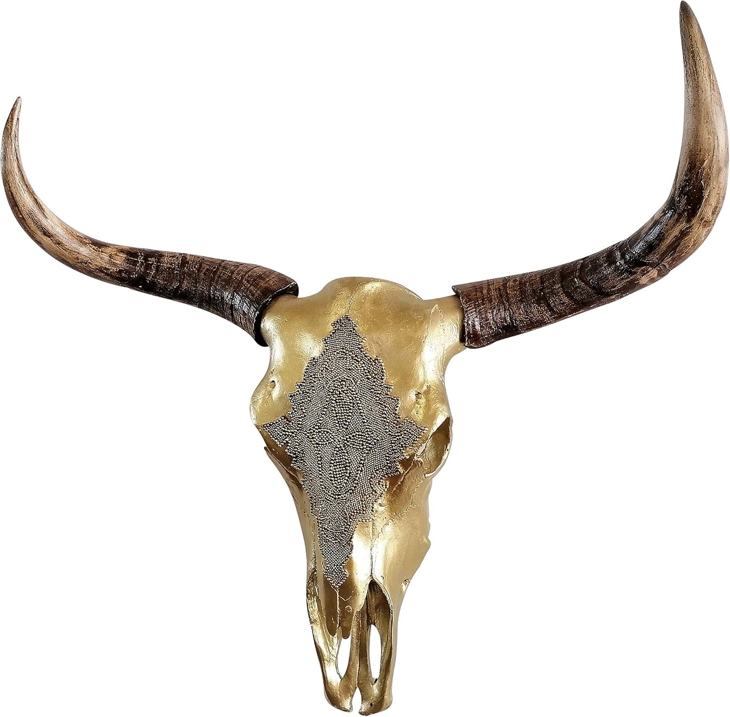 Michaelnoll Stierkopf Stier Bullenkopf Bullenschädel Geweih Hörner Wanddekoration Polyresin Riesig Gold Groß - Moderne Wanddeko Für Schlafzimmer Oder Wohnzimmer - Deko Dekoration - XXL 73 Cm