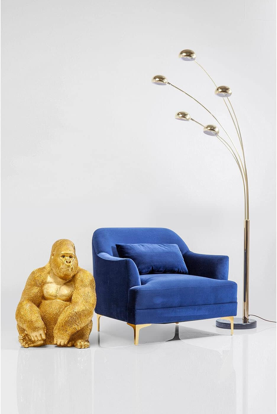 Kare Design Deko Figur Monkey Gorilla, Gold, Deko Objekt, Affe, Gorilla, Handbemalt, Unikat, 76X60X55 Cm (H/B/T)