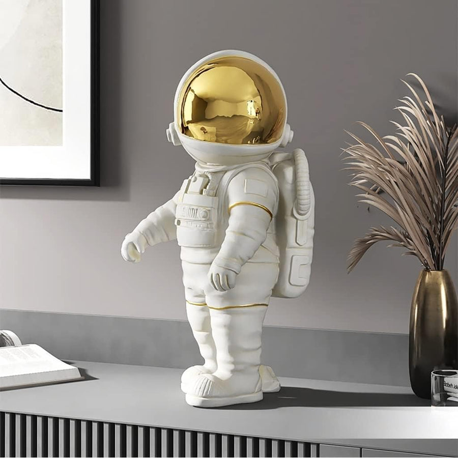 Gold-Weißer Astronaut 34 cm | Space Sculpture für Office & Regal - Goldoptik Dekoobjekt