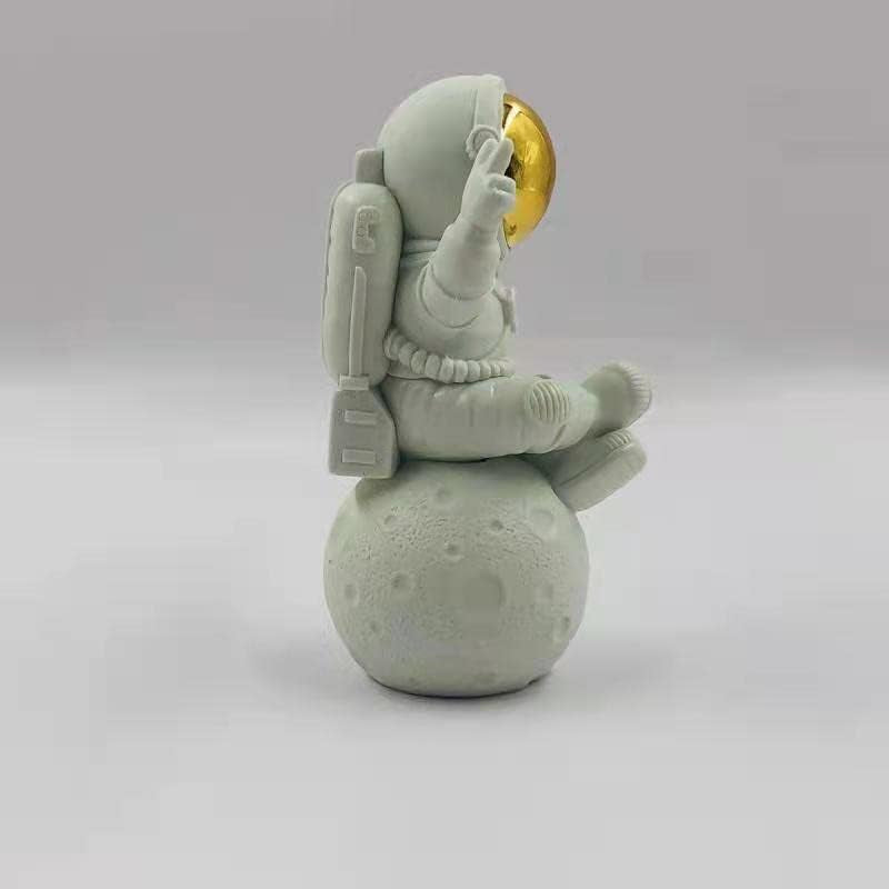 Astronauten-Figur, Skulptur, Raumfahrer, Dekoration, Skulpturen, Heimdekoration, Weißes Regal, Tischdekoration, Geschenk (Gold/Weiß, Kleiner Astronautenstatue)
