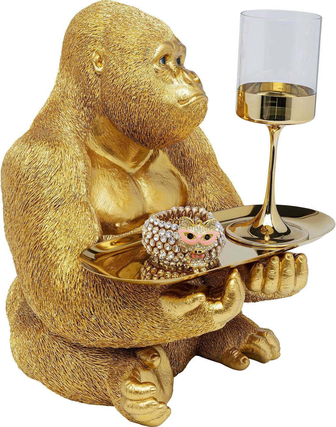 Gorilla Butler Figur Goldoptik | Statement Deko 37 cm