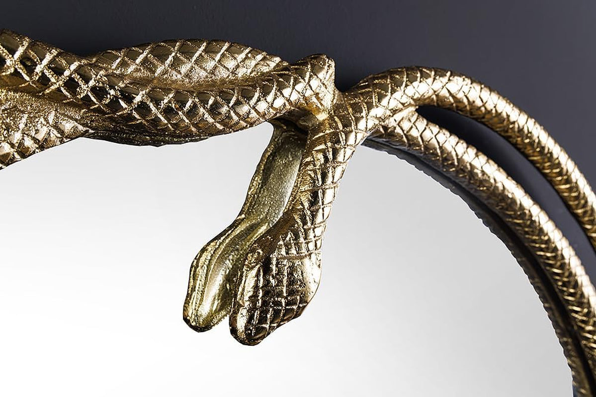 Snake Mirror Gold | Wandspiegel mit Schlangen-Skulptur 50 cm