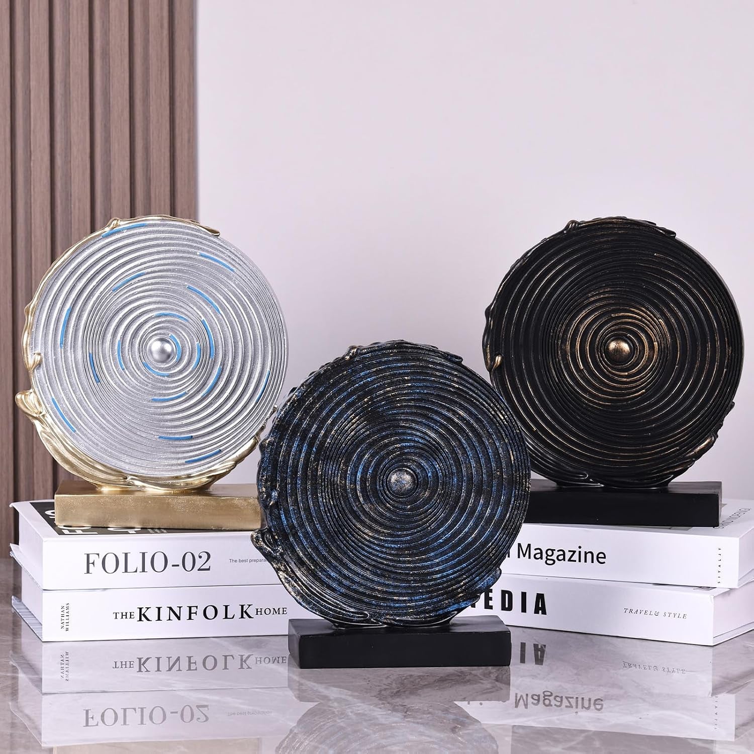 Black-Gold Round Sculpture | Moderne Skulptur 25 cm