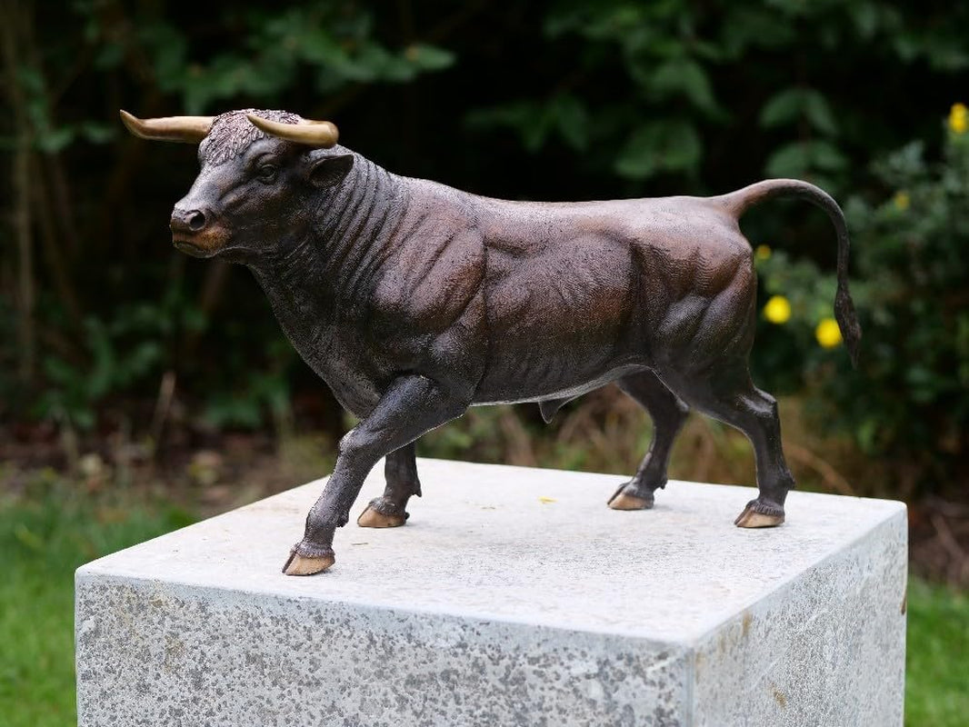 Bronze-Skulptur Stier | Stehend | 49X17X27Cm | Tierfigur Aus Bronze | Handgefertigt