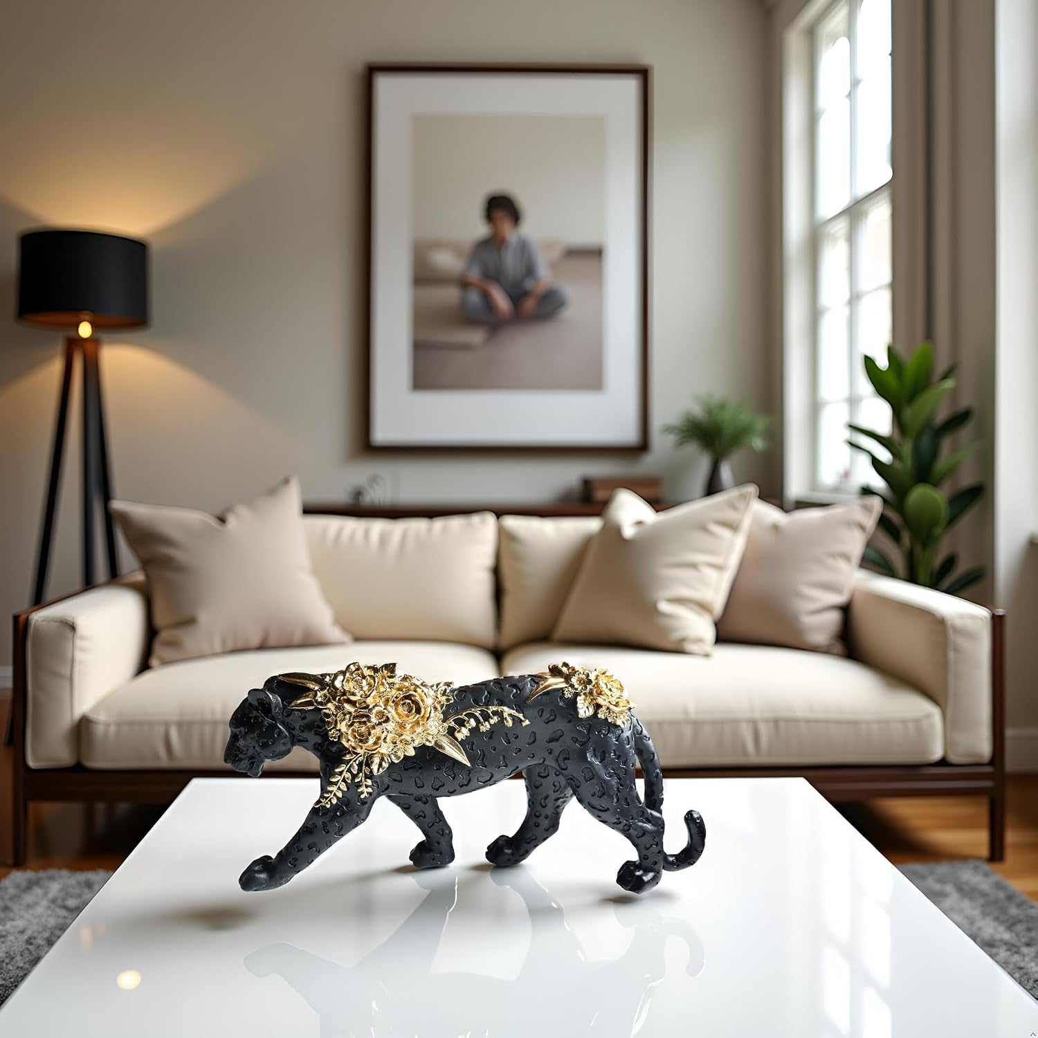 Gepardenstatue, Leoparden-Skulptur, Heimdekoration, Leoparden-Skulptur, Kunstharz, Handgefertigt, Sitzend, Geeignet Für Wohnzimmer, Tisch, Mitte, Schlafzimmer, Geschenk Für Frau Und Vater