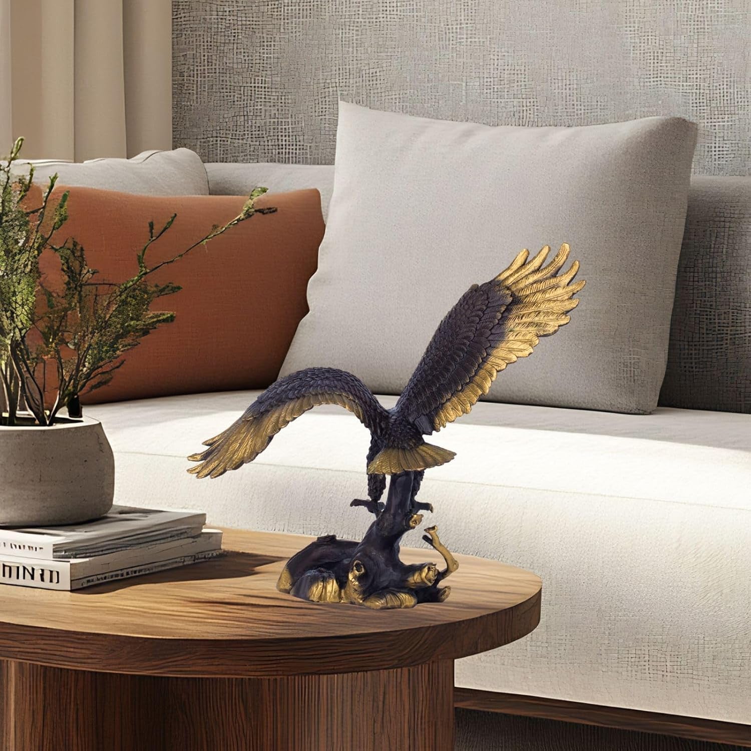 Bronze Adler Skulptur 19.5 Cm – Adler Statue Schwarz-Gold Mit Ausgebreiteten Flügeln, Bronze Tierfigur Für Zuhause, Büro Oder Schreibtisch, Symbol Für Freiheit & Stärke, Geschenk Für Männer