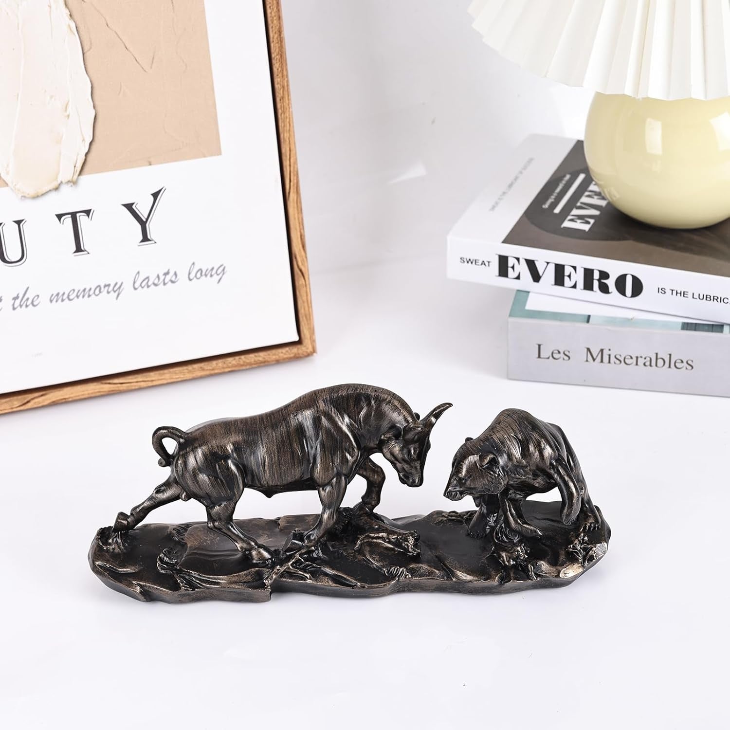 Wall Street Bullenstatue, Bullenmarkt Und Bärenmarktstatue, Börsenmarkt-Skulptur, Herren-Schreibtisch-Dekoration, Tageshandels-Zubehör, Für Büro, Schreibtisch, Bücherregal, Arbeitszimmer