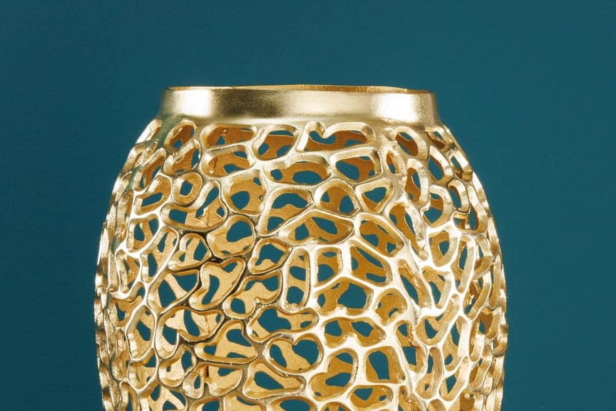 Riess Ambiente Filigrane Design XXL Vase Abstract Leaf 90Cm Gold Handarbeit Große Dekovase Für Wohnzimmer, Flur, Schlafzimmer, Bad