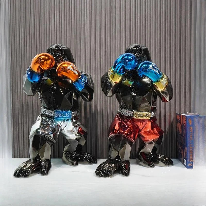 Modern Creative Home Decor Electroplating Gorilla Sculpture Animal Figurine Living Room Office Decoration Statue Resin Crafts