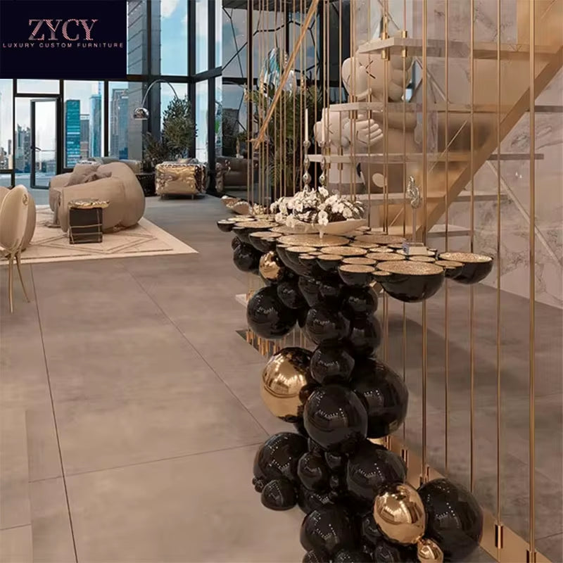 Black-Gold Bubble Console Table 125 x 40 x 85 cm als Luxury Entry Piece