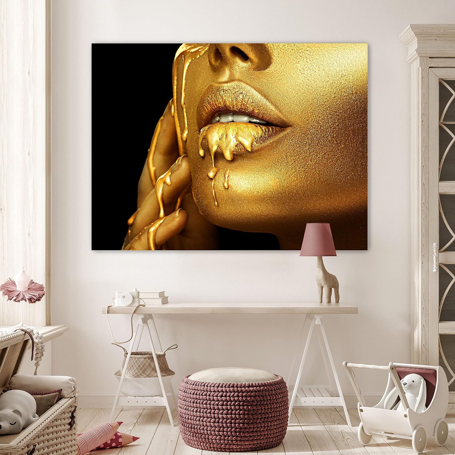 Golden Lips Acrylglasbild XXL 160 x 120 cm