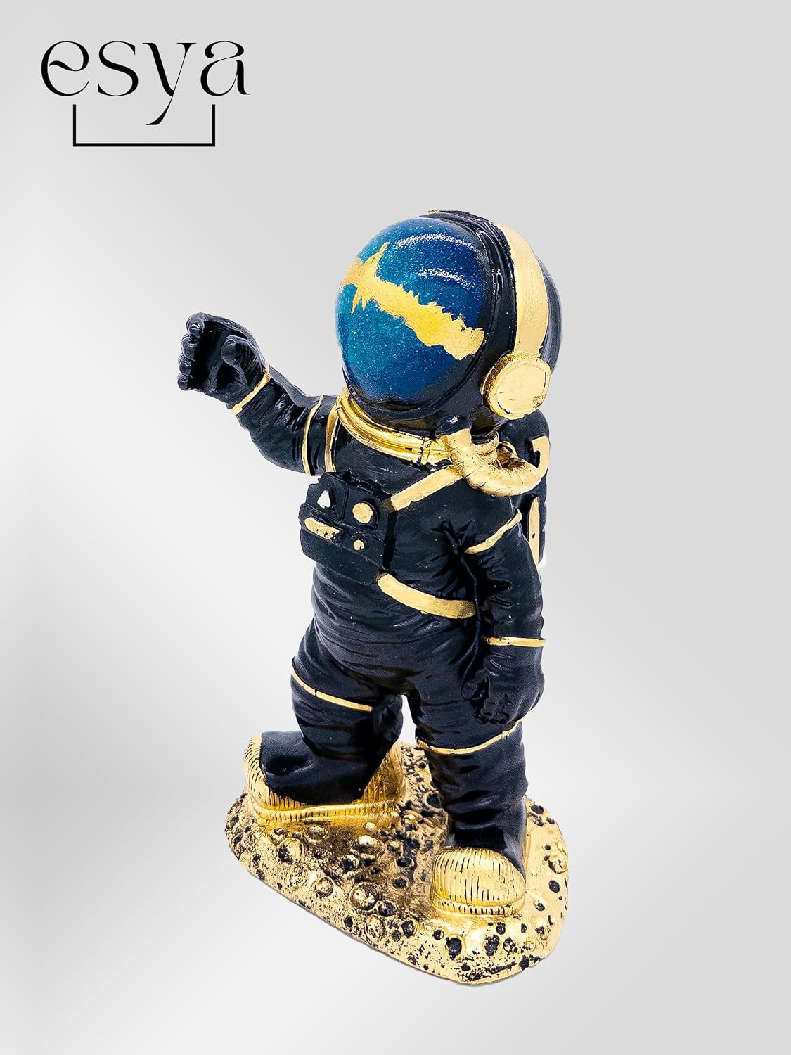 Design | Astronaut Figur Deko Schwarz Gold XL 31Cm Statue Dekoration Modern Wohnzimmer Büro Kunst Mond Weltall Raumschiff