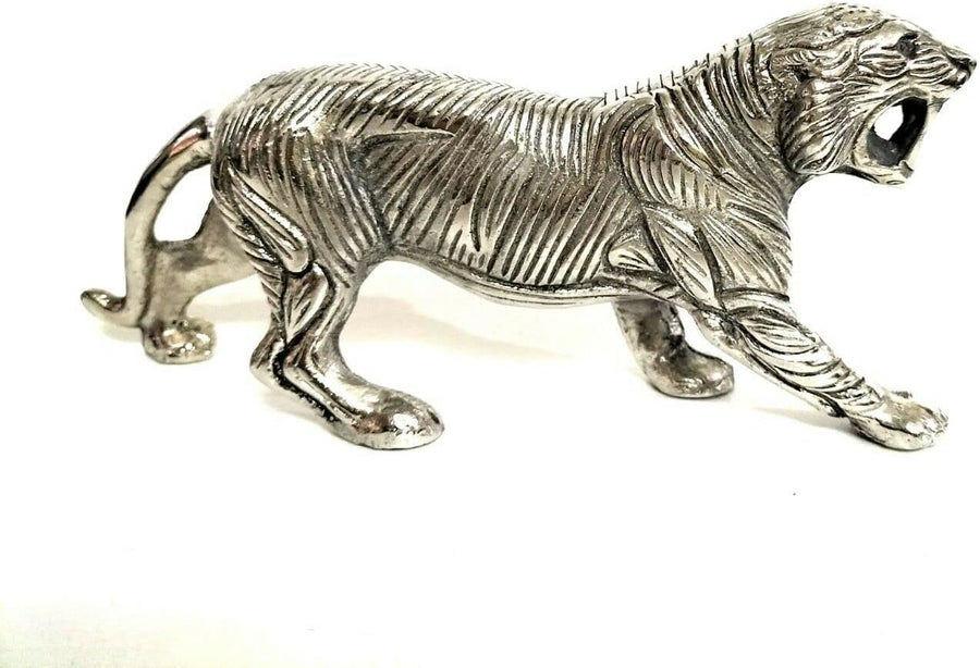 Chrome Leopard Sculpture | Tierfigur in Silberoptik