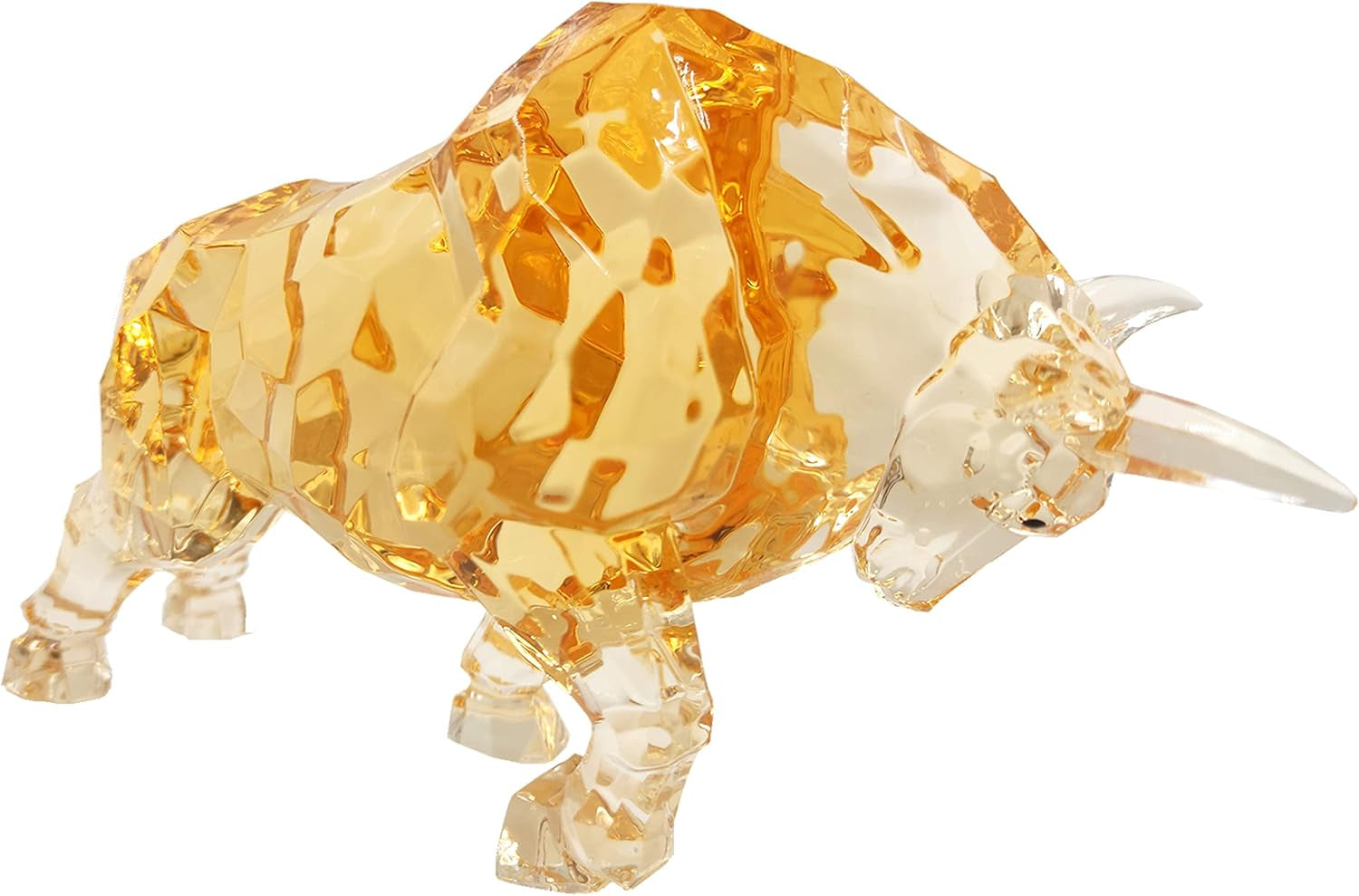 Wall Street Bull Kristall 22 cm | Office Skulptur in Amber-Gold - LAFFARTS Gallery