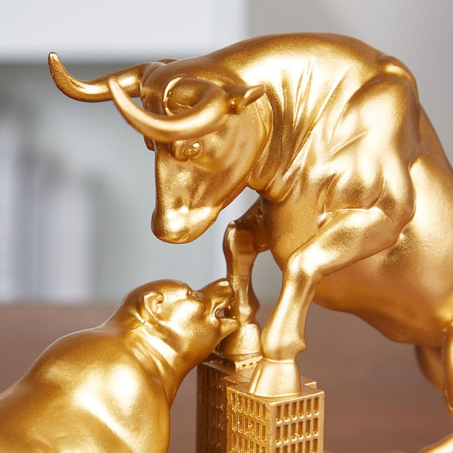 Bull & Bear Figuren Goldoptik | Börsen-Deko fürs Office