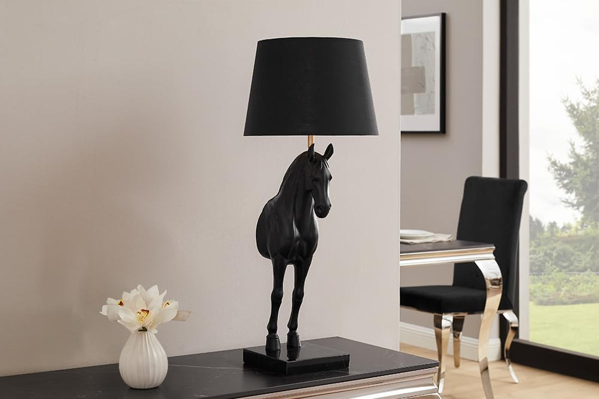 Black Beauty Pferde-Tischlampe | Schwarz-Gold 75 cm