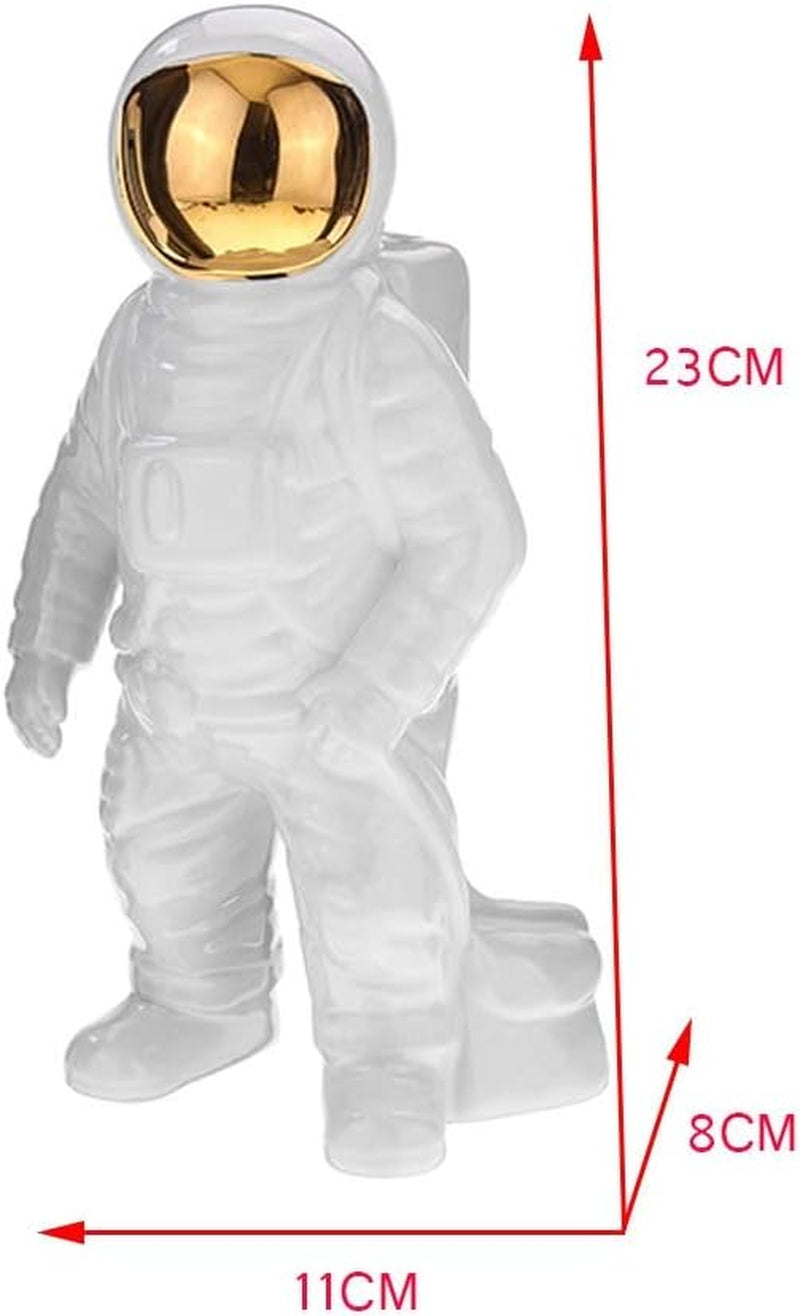 Gold Space Man Skulptur Astronaut Mode Vase Kreative Moderne Keramik Kosmonauten Ornament Modell Garten Statue Wohnaccessoires (2Er Pack)