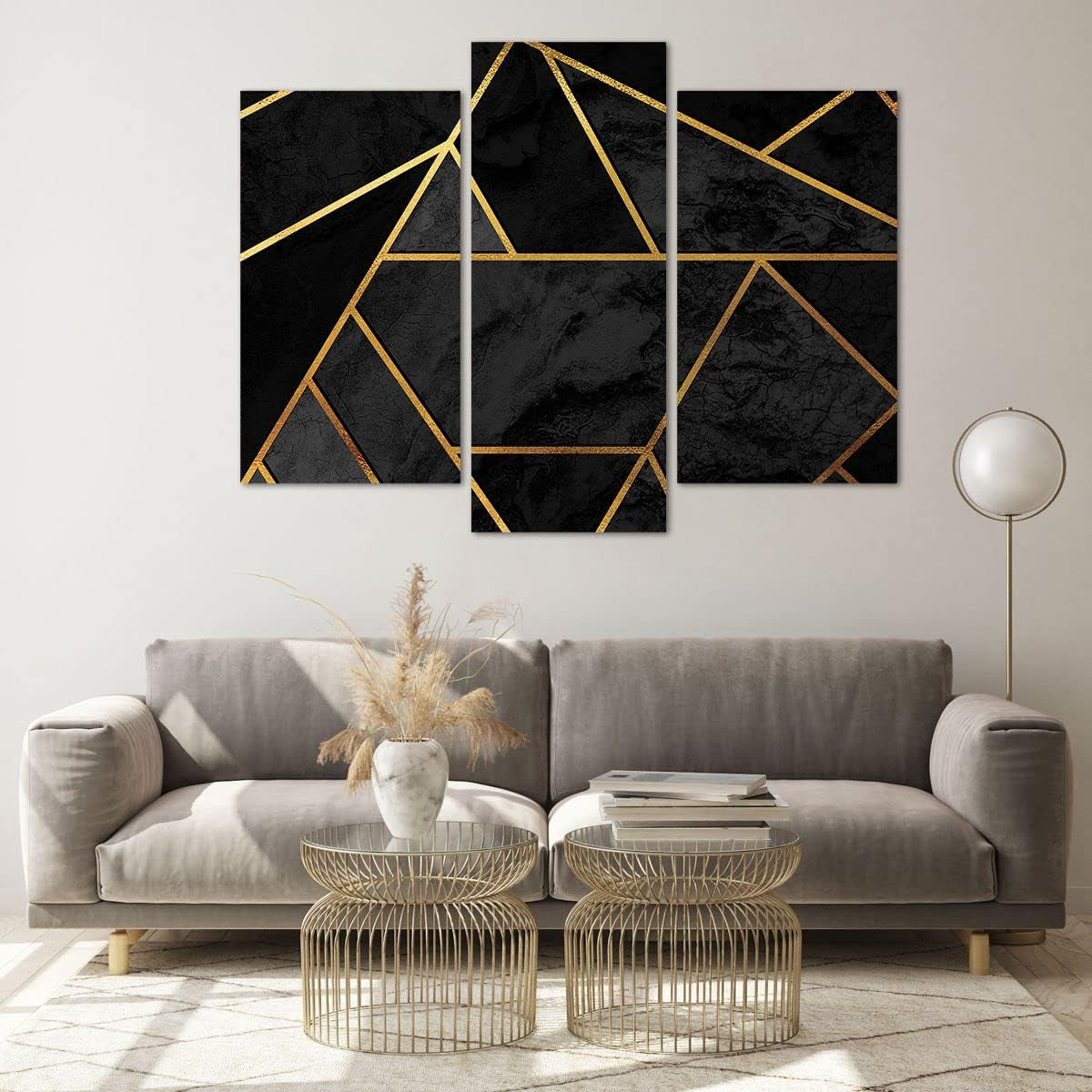 Abstract Gold Glasbild XXL Schwarz-Gold 130 x 100 cm