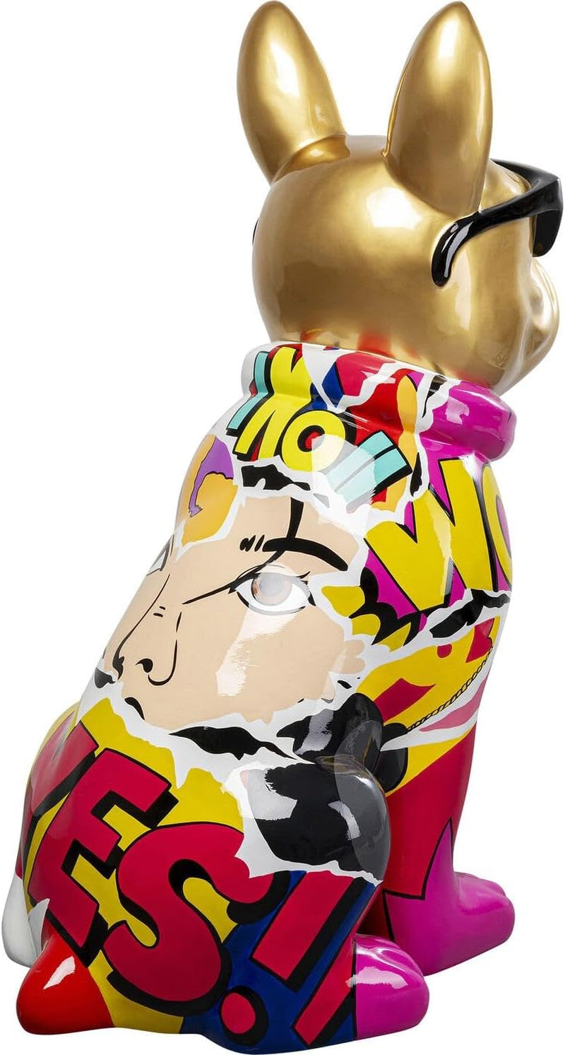 Kare Design Deko Figur Graffiti Dog, Gold/Bunt, Hund, Handgefertigt, Unikat, Tier Design, Deko Objekt Fürs Wohnzimmer, Für Regale, Geschenkidee, 20X10X13 Cm (H/B/T)