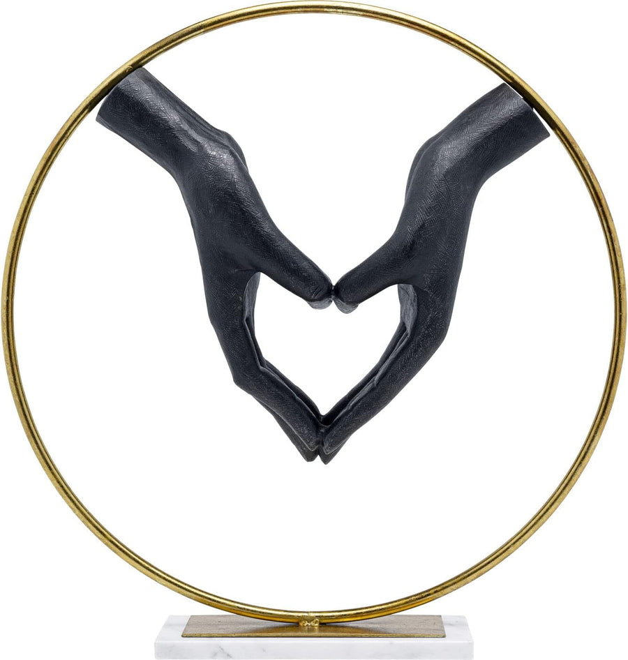 Heart Hand Skulptur Schwarz - Großes Dekoobjekt 62 cm