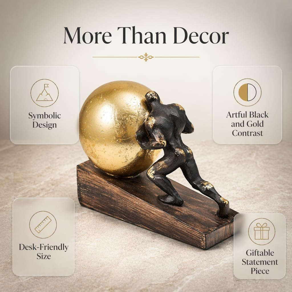 Sisyphus Gold-Chrome | Skulptur für Office und Regal