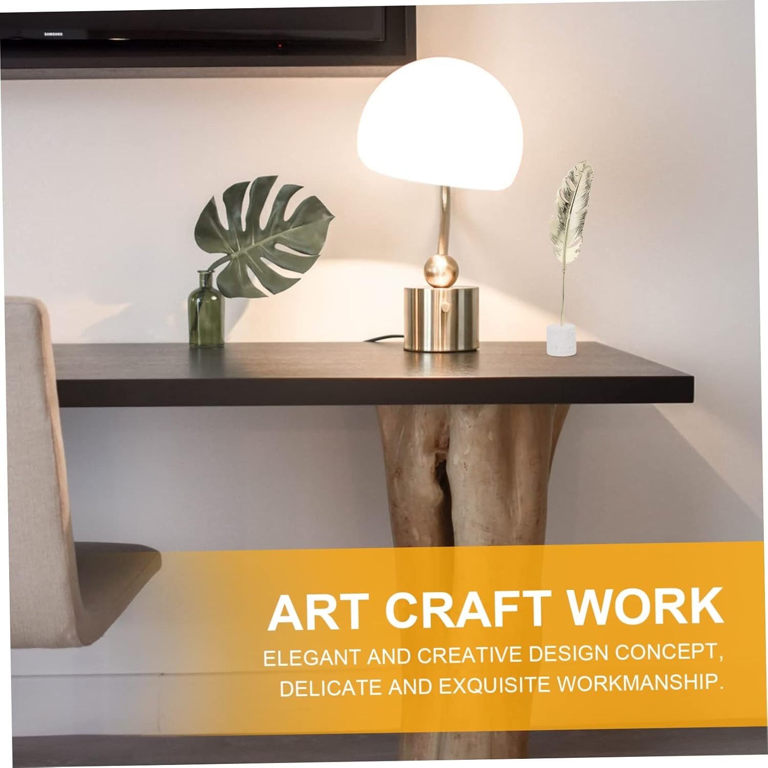 Gold Feather Desk Object | Feder-Skulptur fürs Büro