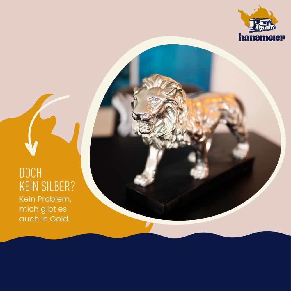 Modern Lion Silver | Löwenfigur 47 cm