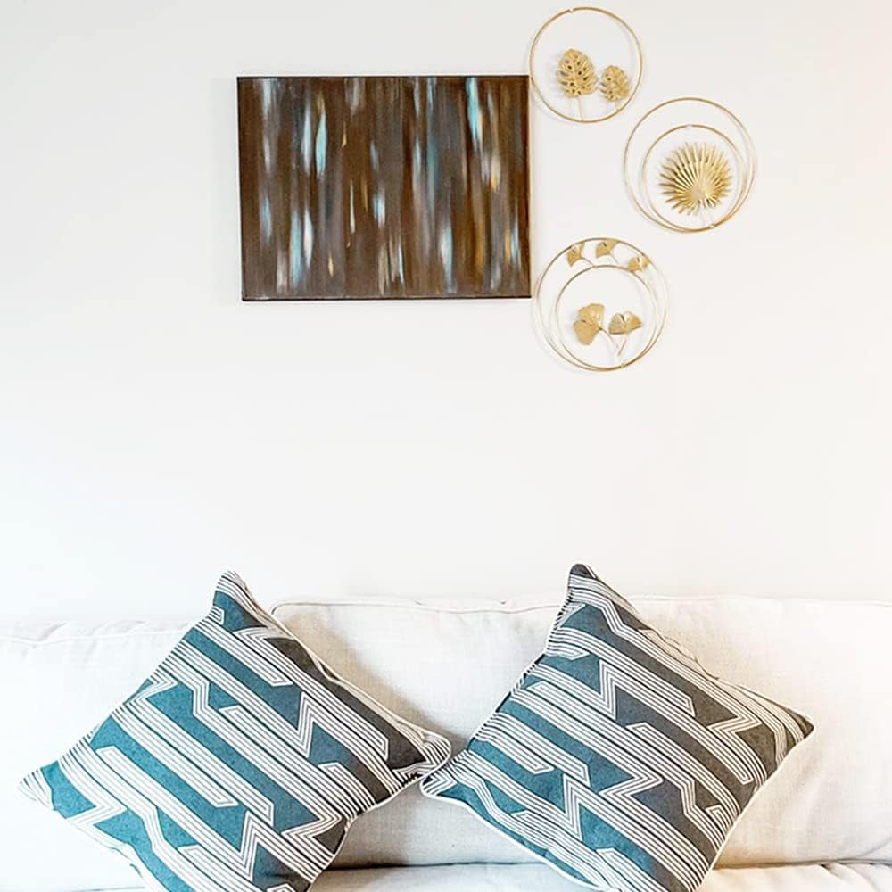 Gold Wanddeko Metall 3D Wandskulpturen, 3Pcs Wanddeko, 3D Wandbild Aus Metall Blätter, Ginkgo Blatt Kunst Hängen Ornament, Für Schlafzimmer Wohnzimmer Heimtextilien (Gold)