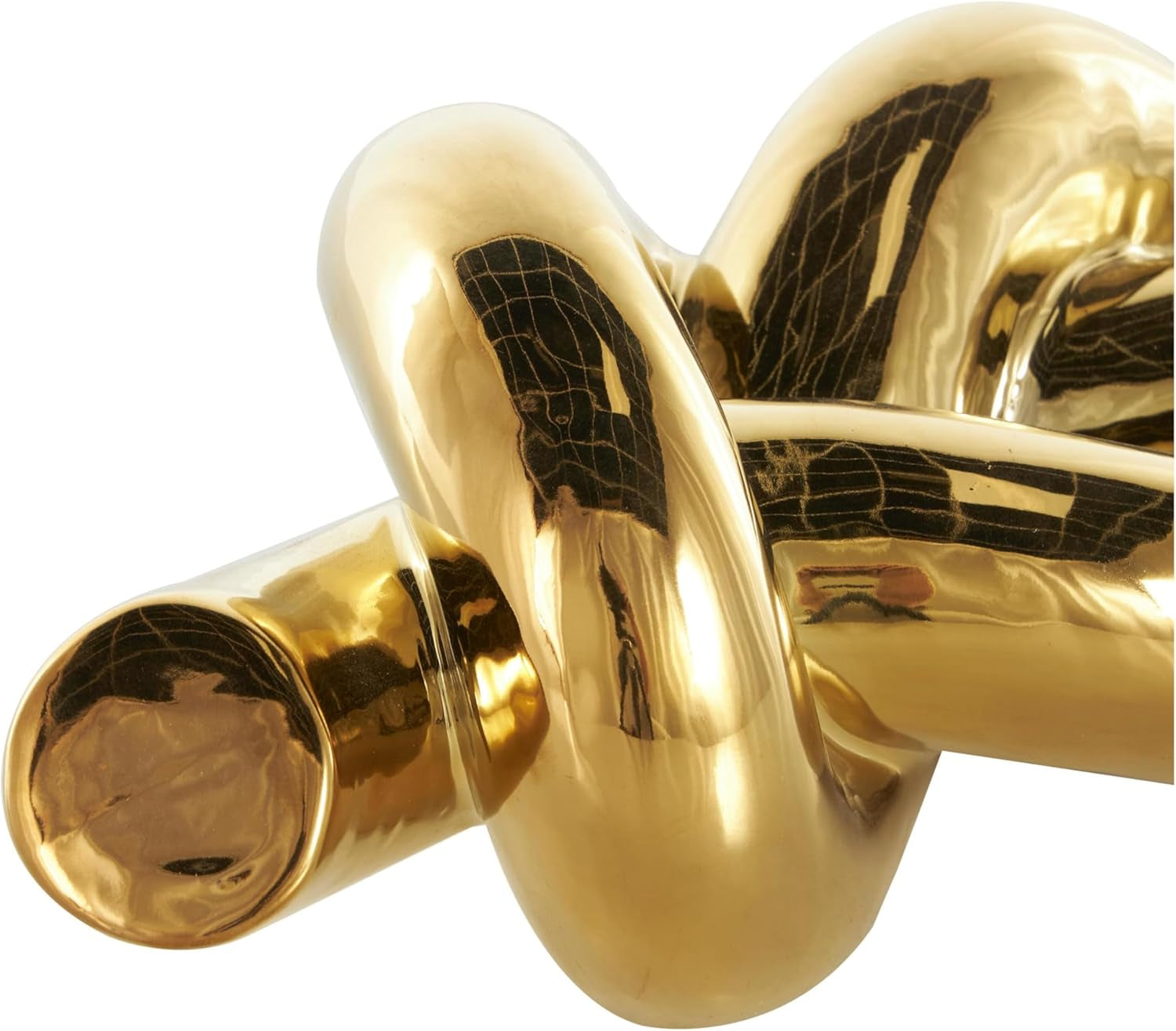 Gold Knot Keramikobjekt 30,5 cm | Glänzende Deko-Skulptur Detail 3