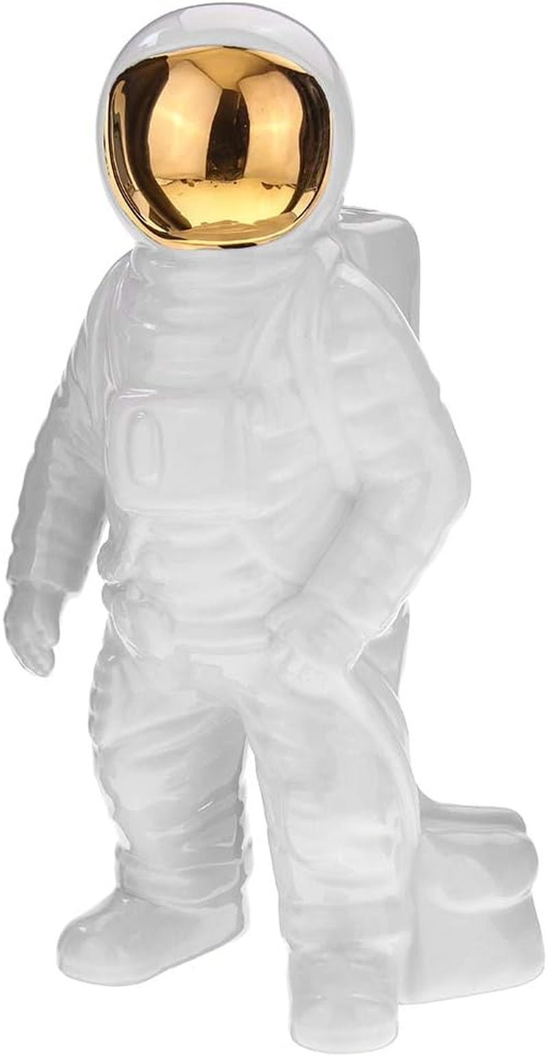 Gold Space Man Skulptur Astronaut Mode Vase Kreative Moderne Keramik Kosmonauten Ornament Modell Garten Statue Wohnaccessoires (2Er Pack)