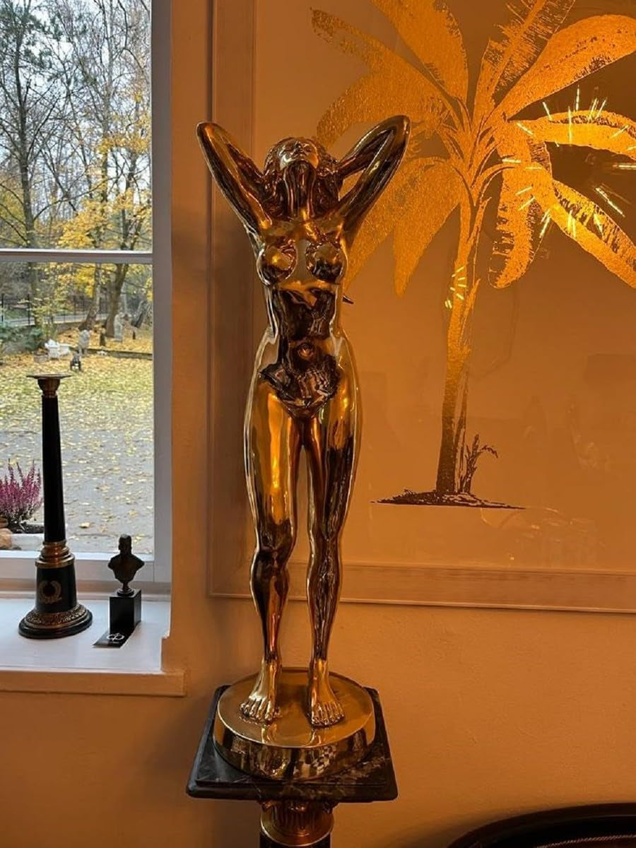 Golden Female Sculpture XXL Bronze-Skulptur 100 cm