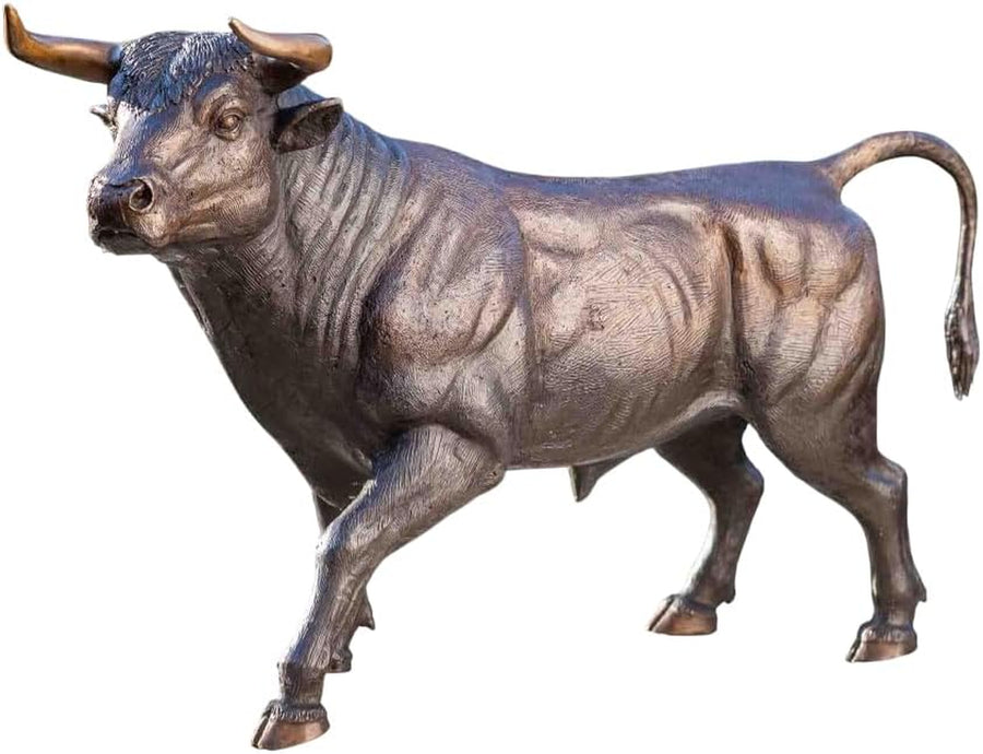 Bronze-Skulptur Stier | Stehend | 49X17X27Cm | Tierfigur Aus Bronze | Handgefertigt