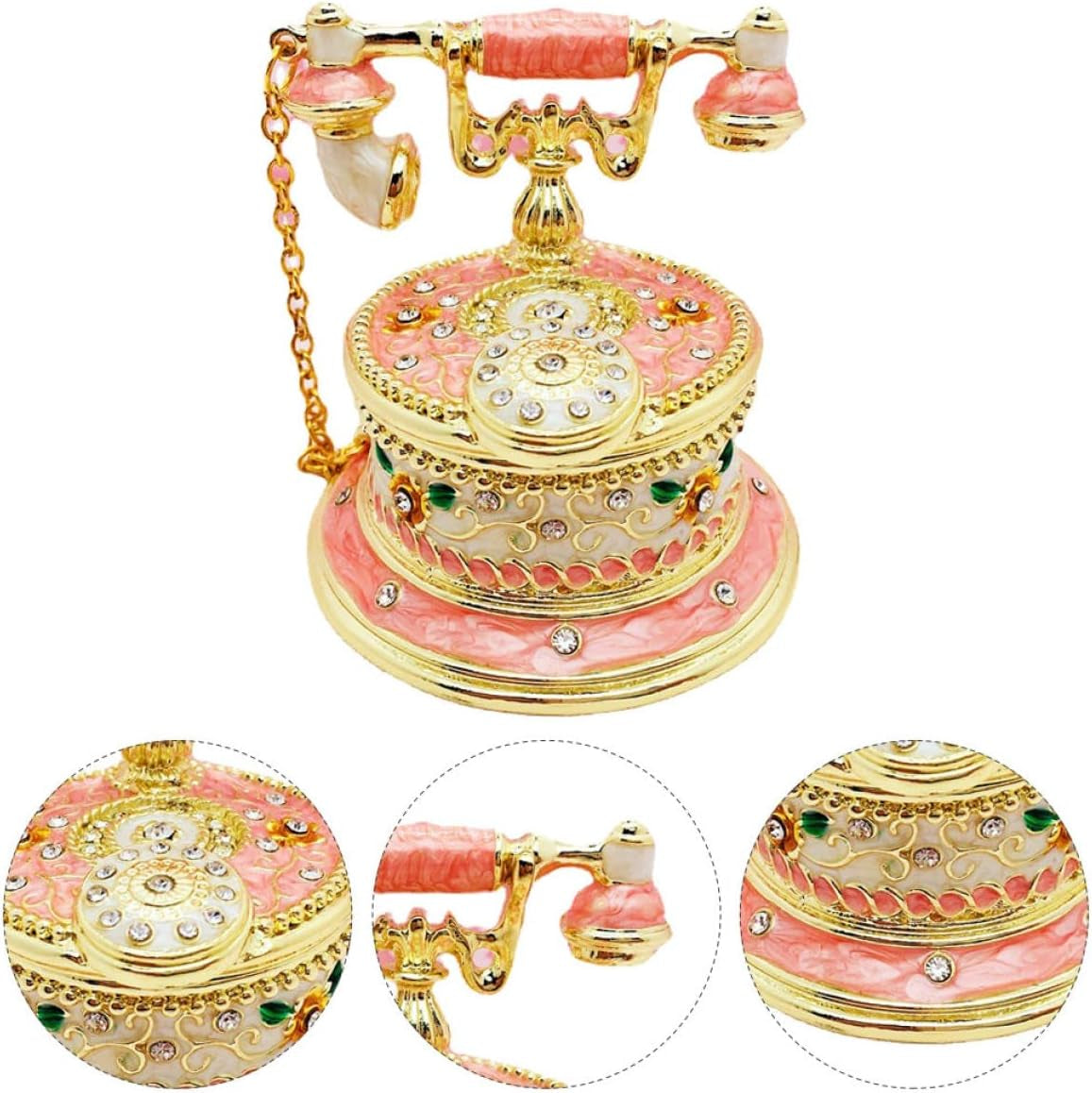 Vintage Phone Jewelry Box Schmuckkästchen mit Goldakzent - Bild 9