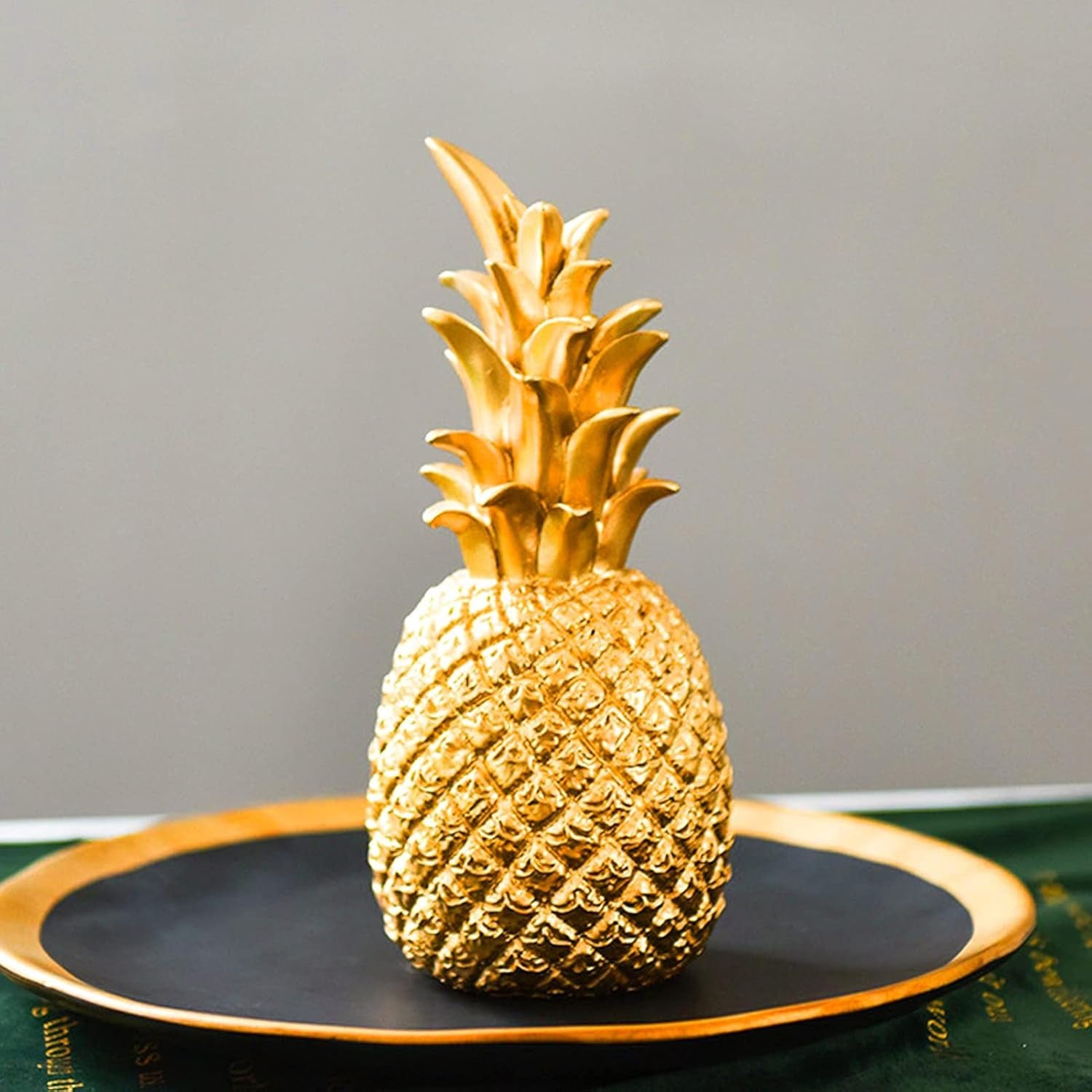 Ananas Deko Statuen,Dekofigur Für Wohnzimmer Schreibtisch Deko (Gold, S)