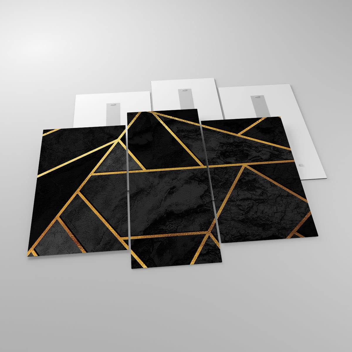 Abstract Gold Glasbild XXL Schwarz-Gold 130 x 100 cm