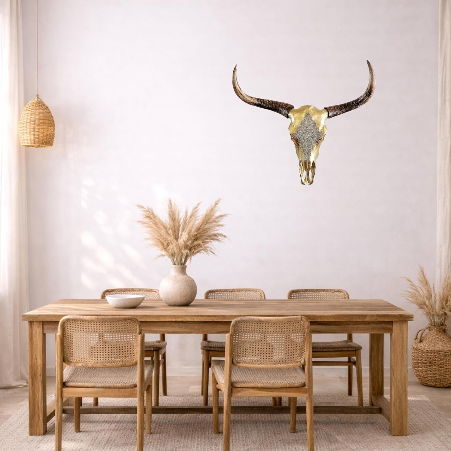 Michaelnoll Stierkopf Stier Bullenkopf Bullenschädel Geweih Hörner Wanddekoration Polyresin Riesig Gold Groß - Moderne Wanddeko Für Schlafzimmer Oder Wohnzimmer - Deko Dekoration - XXL 73 Cm
