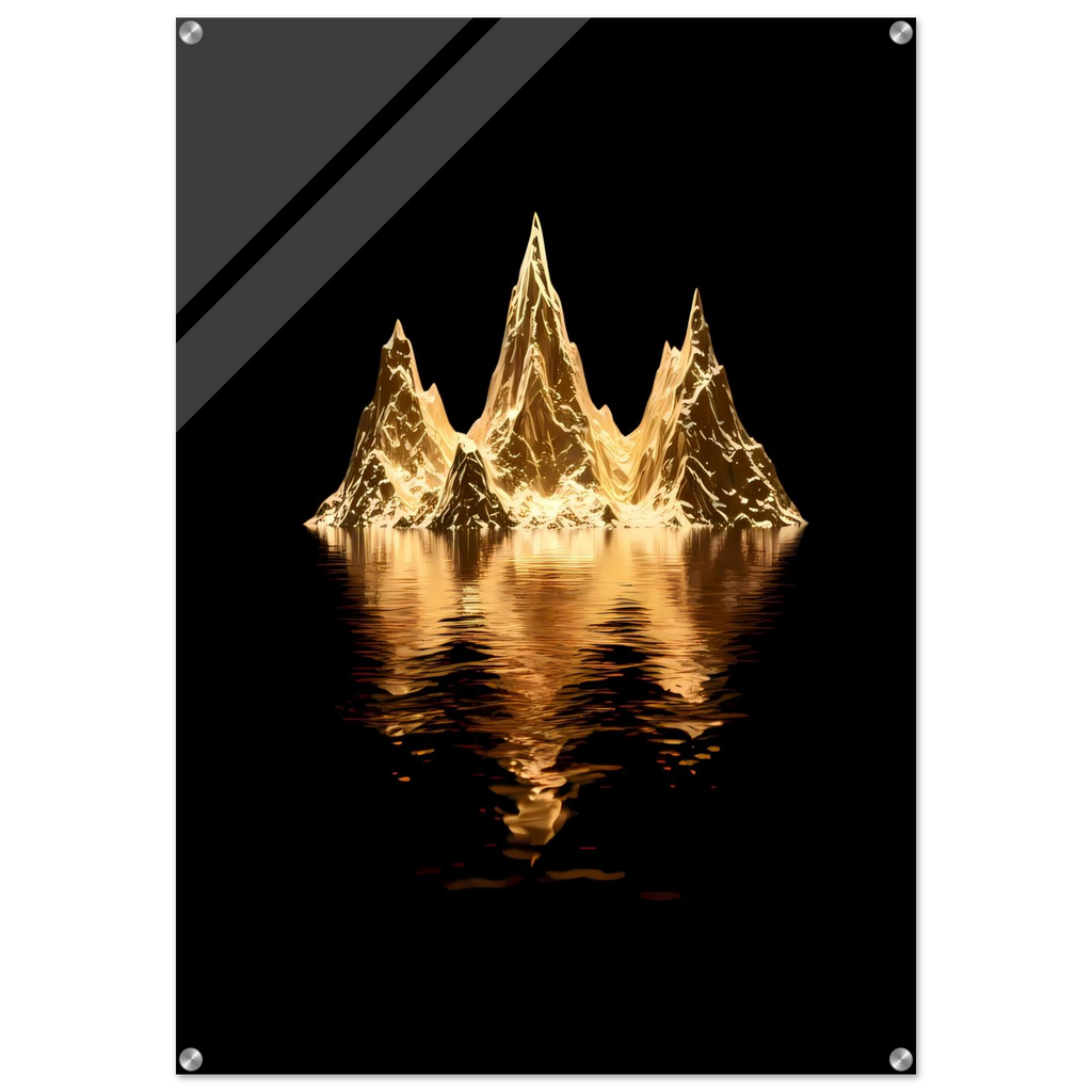 [Leinwandbild "The Golden Enigma" – Abstraktes Schwarz-Gold Wandbild] - Luxus Wandbild mit 24 Karat Gold | Dark Luxury Interior & Wanddekoration.