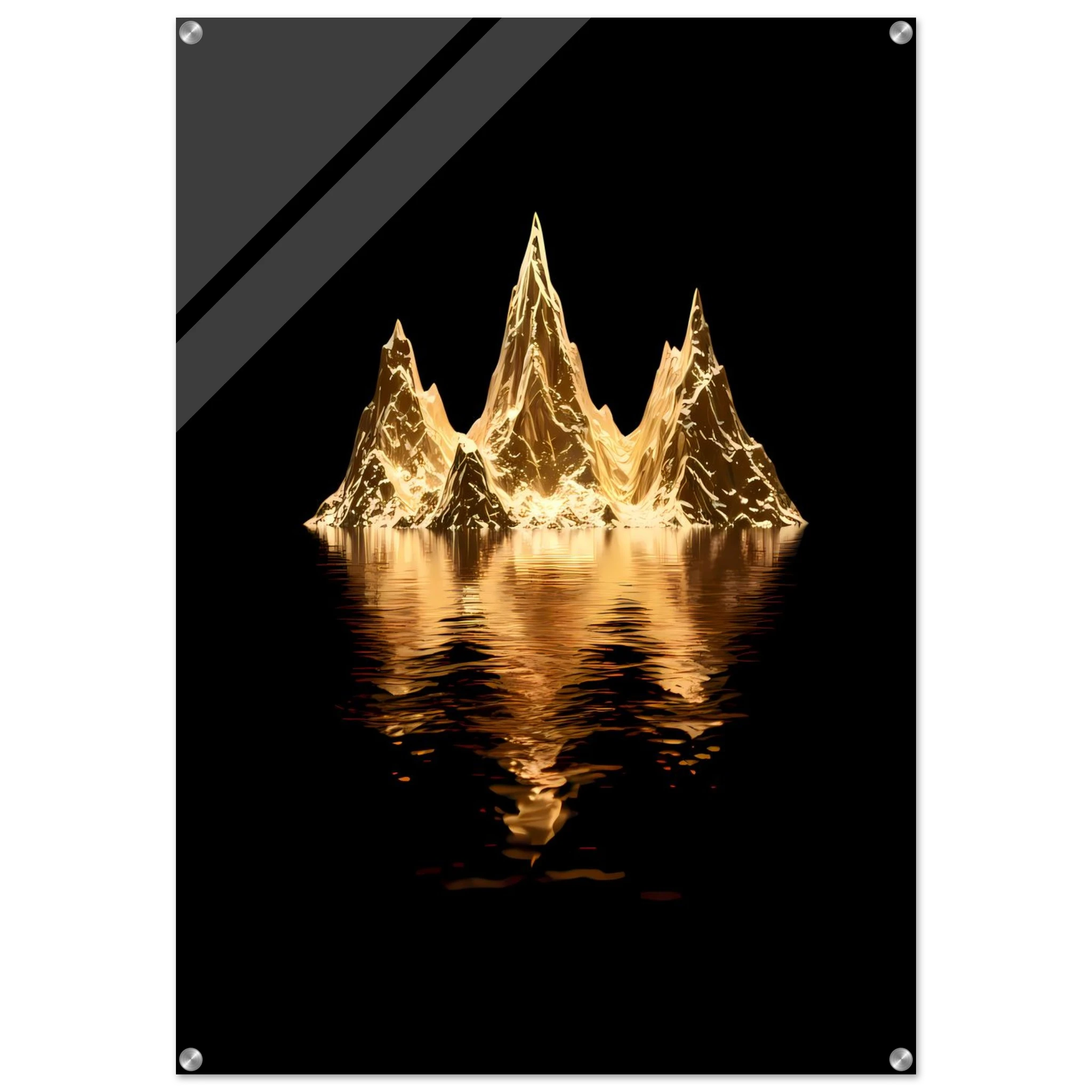 [Leinwandbild "The Golden Enigma" – Abstraktes Schwarz-Gold Wandbild] - Luxus Wandbild mit 24 Karat Gold | Dark Luxury Interior & Wanddekoration.