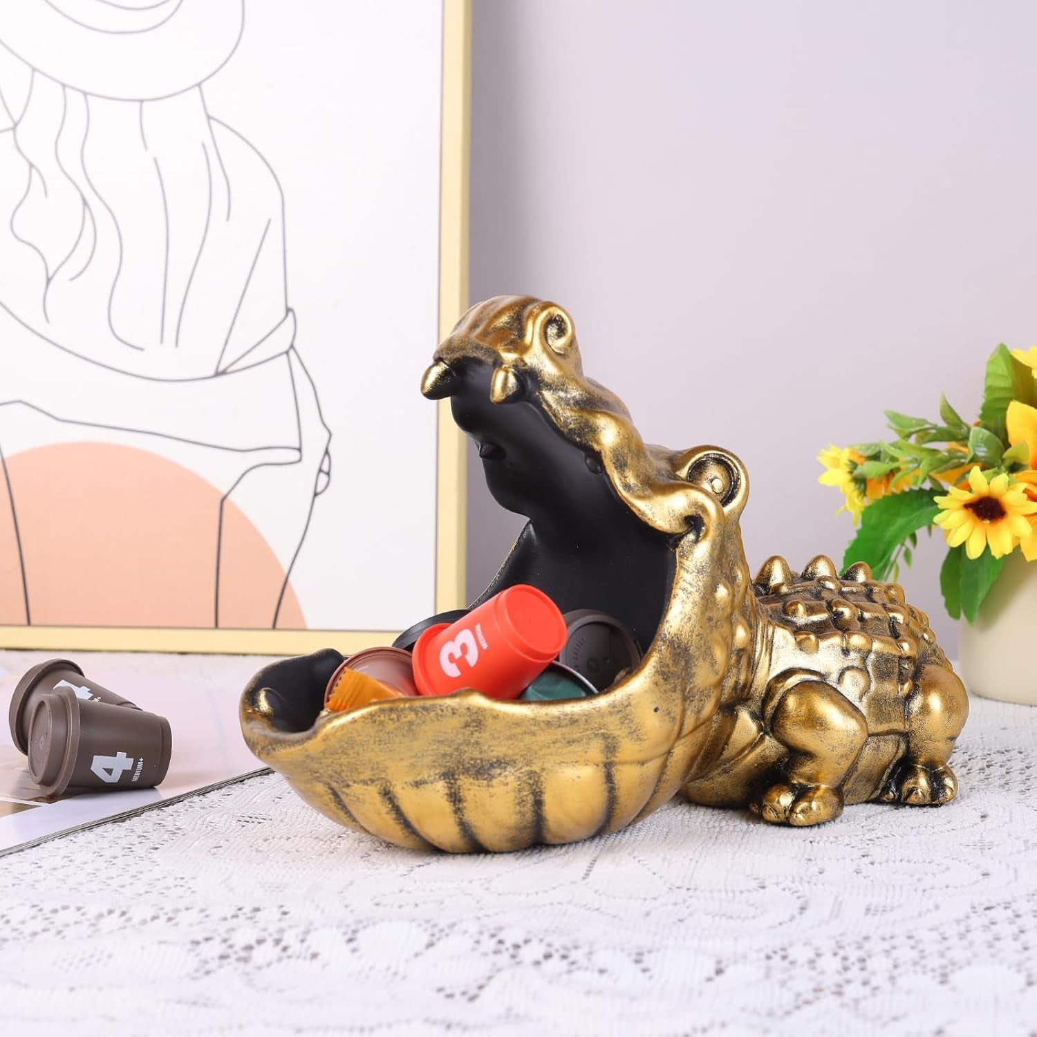 Gold Alligator Schlüsselschale als Gold-Deko für Sideboard, Flur und Office - Bild 9