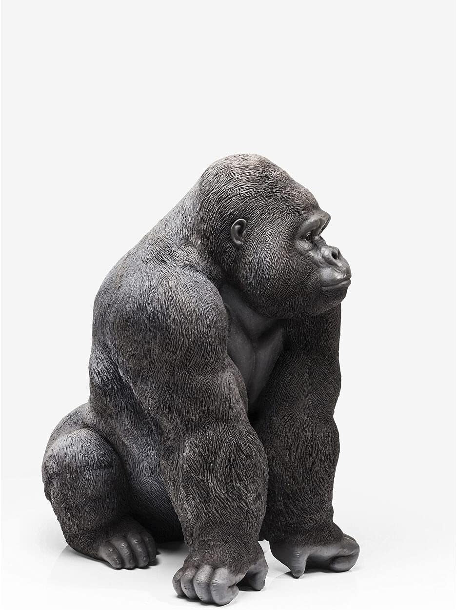 Kare Design Deko Figur Front XXL, Große Form Eines Gorillas, Ausgefallene Wohnzimmer Dekoration, Dekofigur Gorilla Schwarz, Dekoobjekt Affe, 107X90X73Cm (H/B/T)