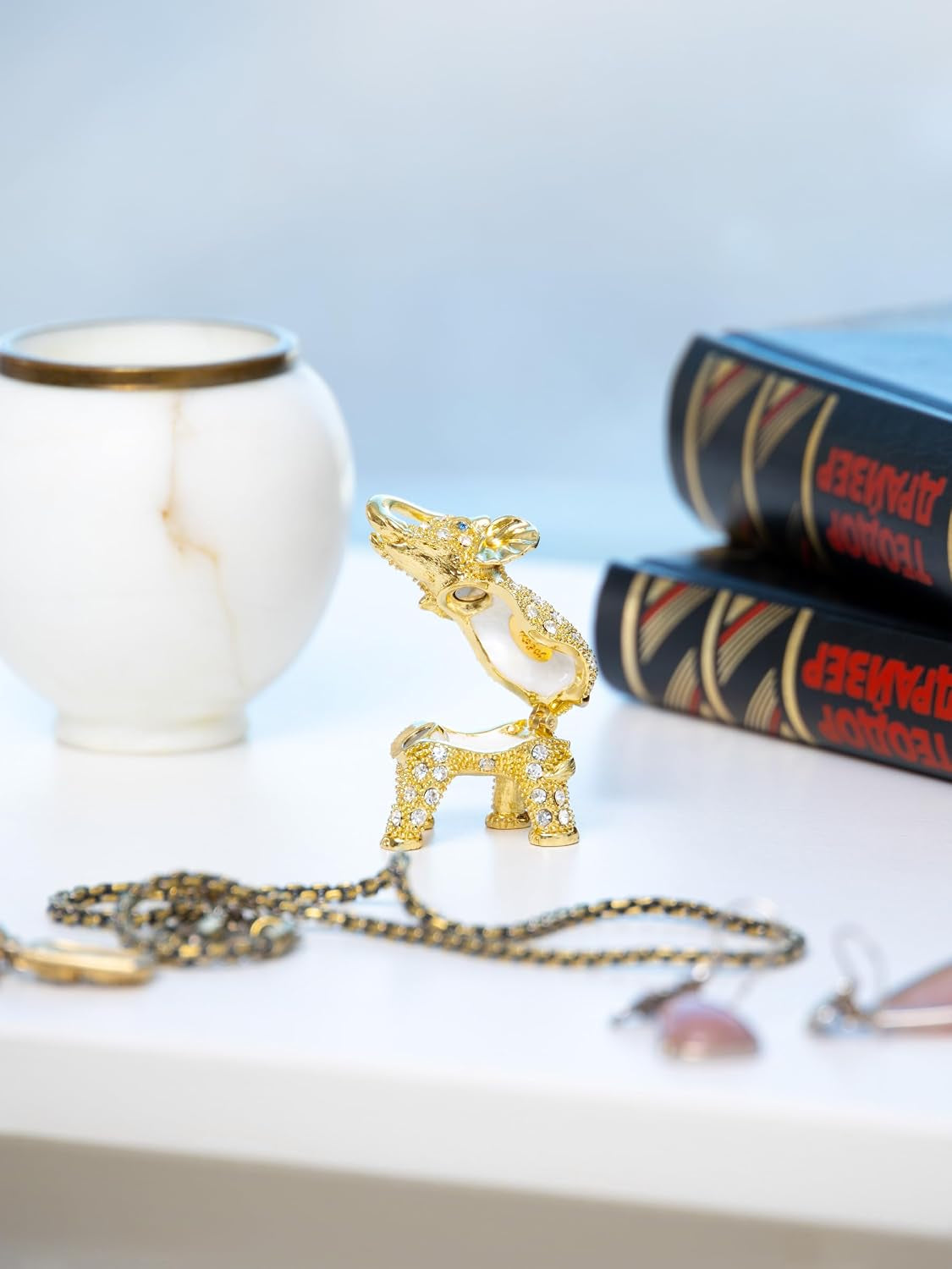 Elephant Schmuckbox Weiß-Gold | Geschenkidee mit Goldakzent