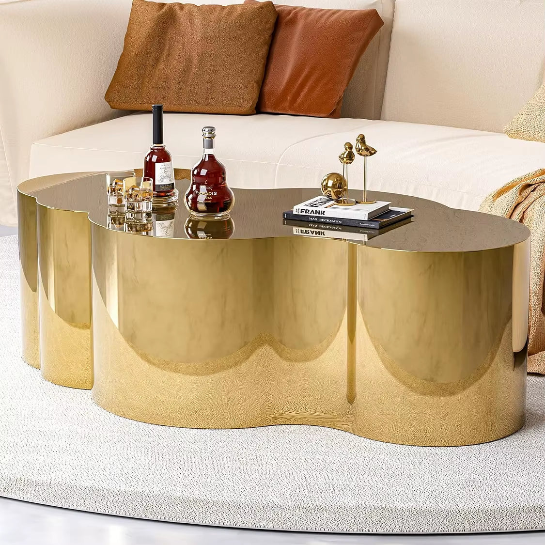 High Quality Luxury Gold Stainless Steel Coffee Table Unique Shape Center Side Table for Home Hotel Living Room Furniture