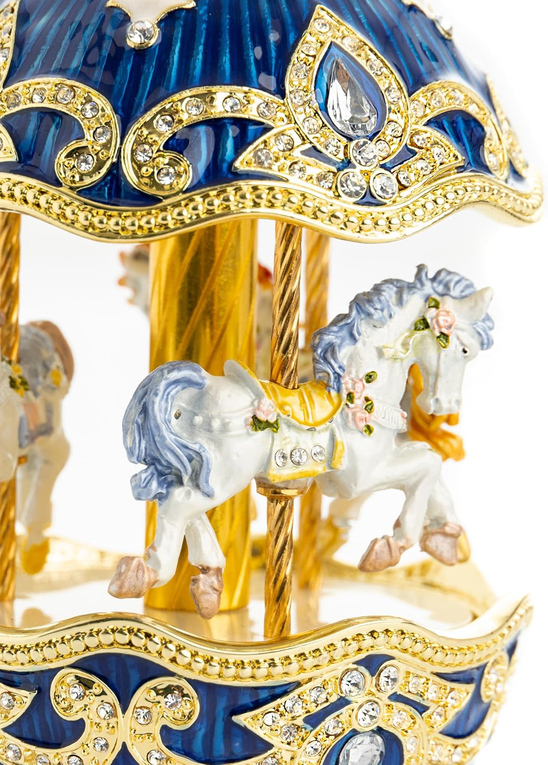 Carousel Horse Spieluhr | Schmuckobjekt mit Goldakzent