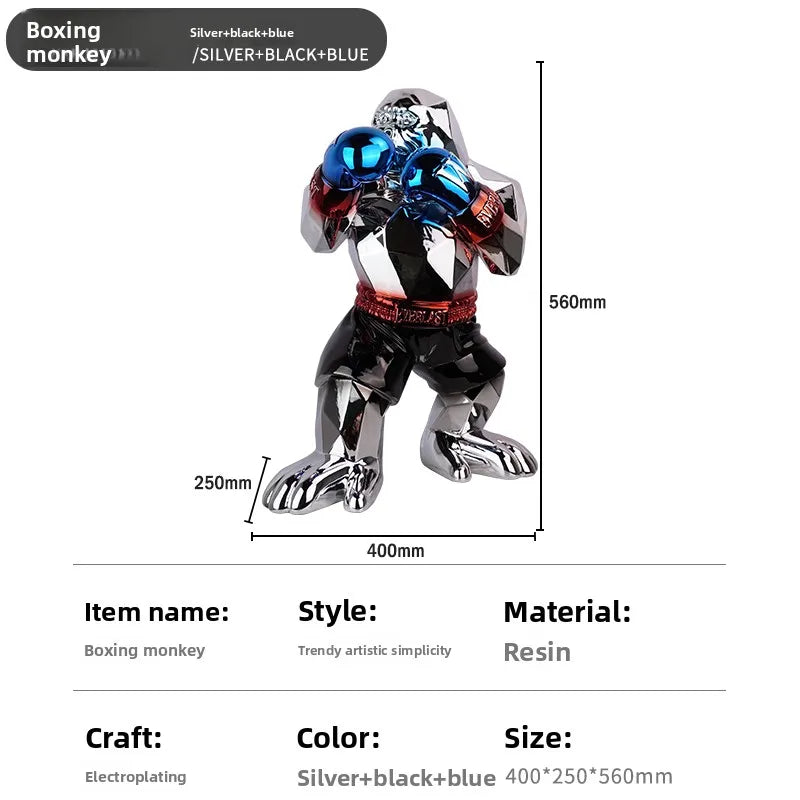 Modern Creative Home Decor Electroplating Gorilla Sculpture Animal Figurine Living Room Office Decoration Statue Resin Crafts