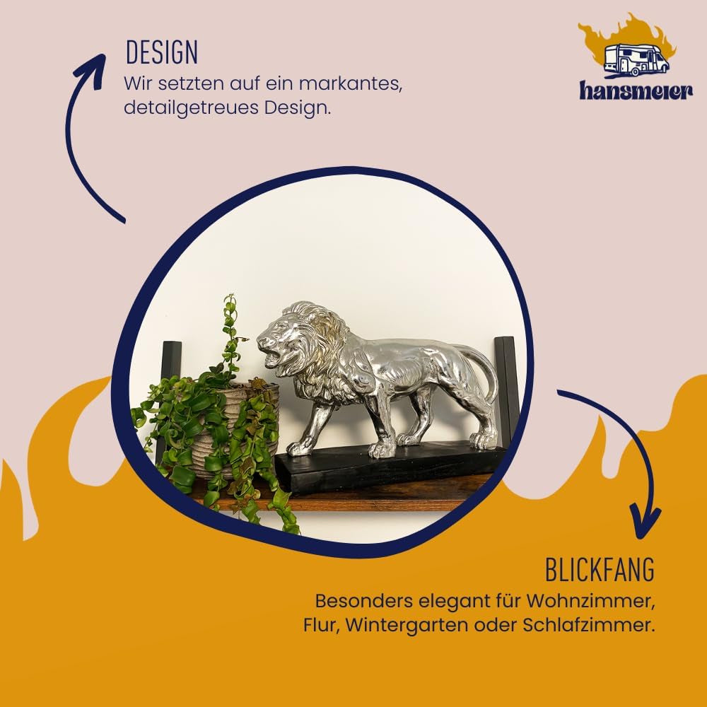 Modern Lion Silver | Löwenfigur 47 cm